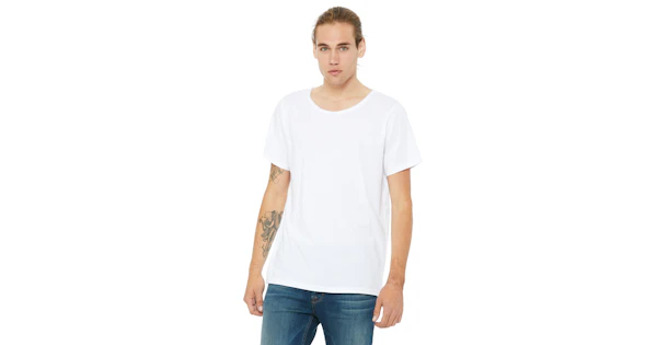 Bella Canvas Men's Jersey Raw Neck T Shirt B3014 White | Jiffy