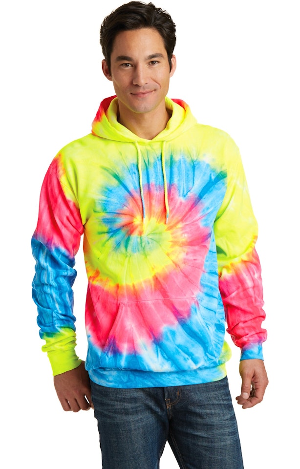 Port Company Unisex Tie Dye Pullover Hoodie Pc146 Neon Rainbow