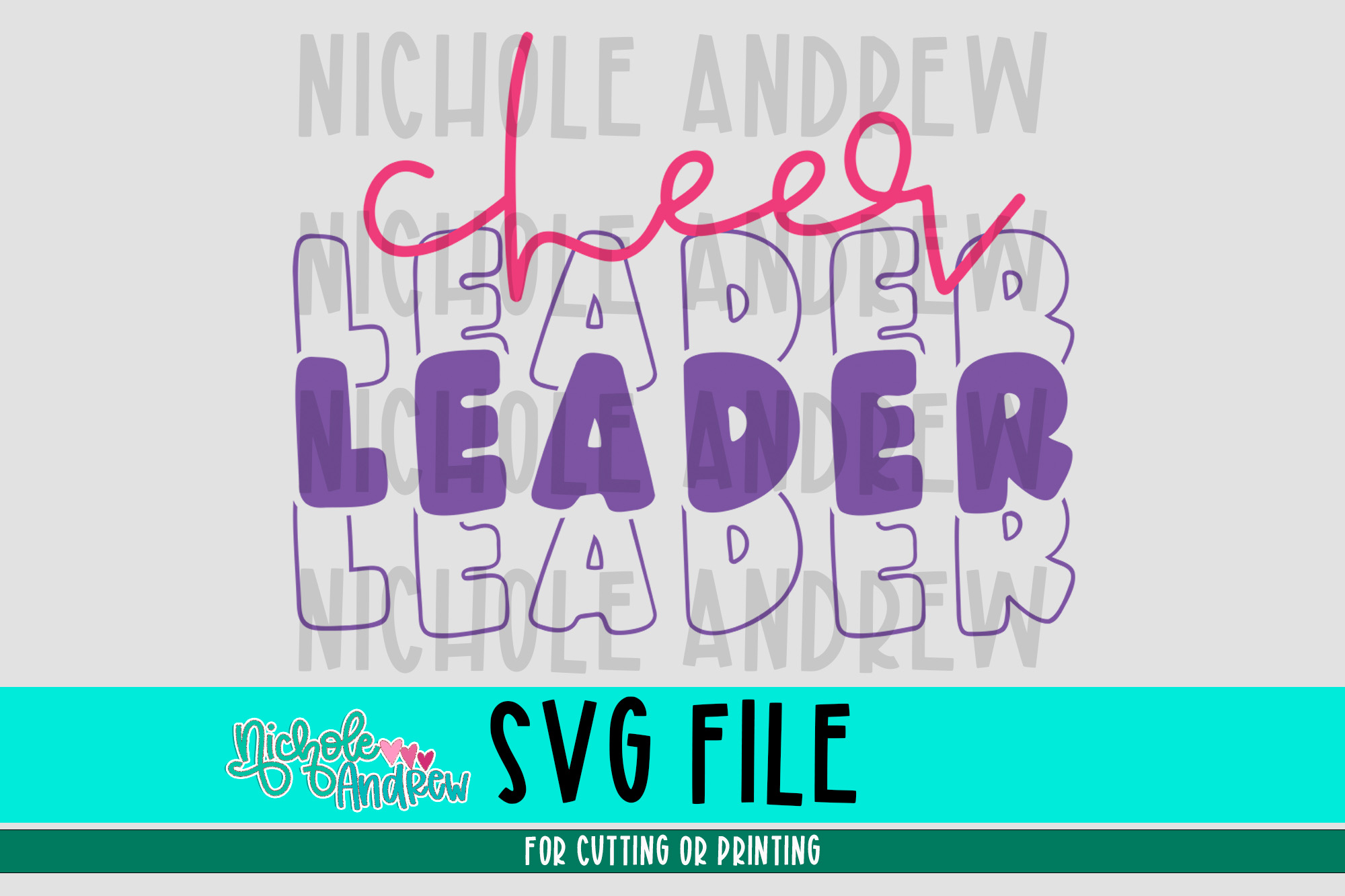 'Cheer Leader' Playful Typography with Vibrant Pink and Purple ...