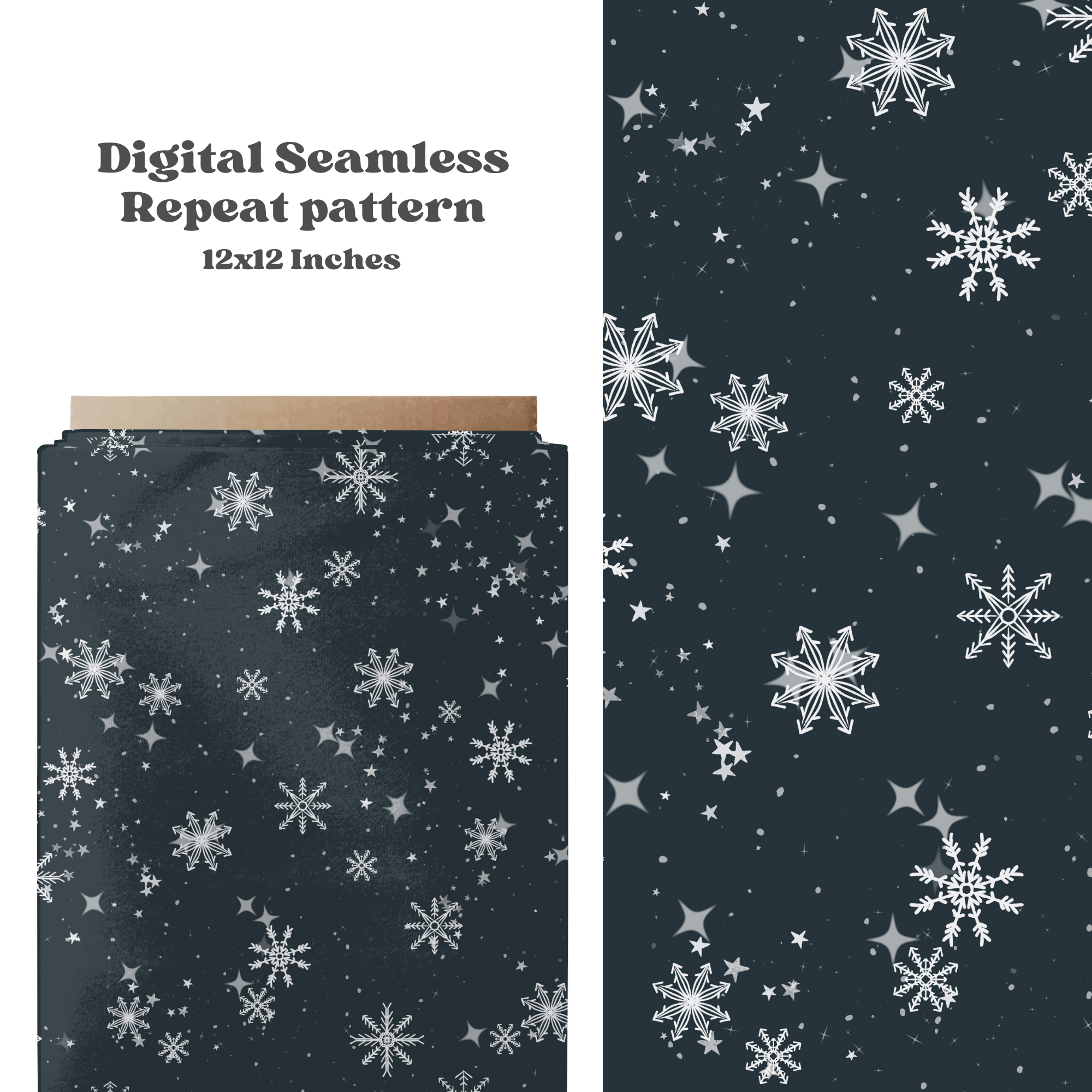 Dreamy christmas winter snowflakes seamless pattern design, Instant ...