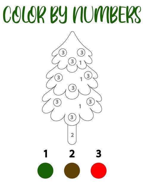 Vibrant Christmas Tree Color by Numbers Illustration | Jiffy Designs