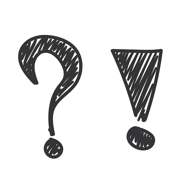 Expressive Black and White Sketched Question and Exclamation Marks ...