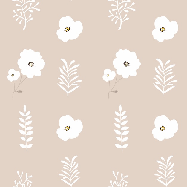 Delicate Floral Pattern with White Flowers and Foliage | Jiffy Designs