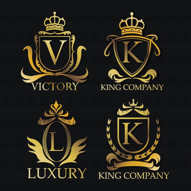 Regal Golden Emblems with Crowns and Monogram Initials | Jiffy Designs