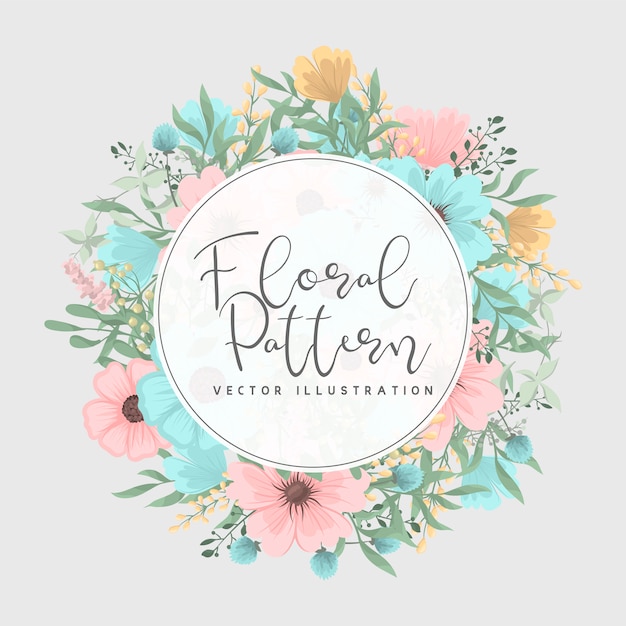 Vibrant Floral Wreath with Calligraphic Text Illustration | Jiffy Designs