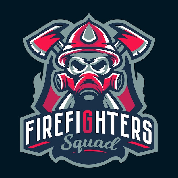 Heroic Firefighters Squad Emblem with Gas Mask Insignia | Jiffy Designs
