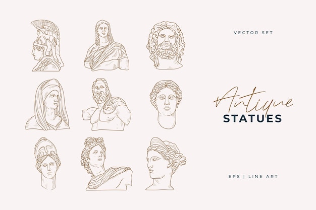 Elegant Portraits of Iconic Ancient Greek Statues in Sketch Style ...