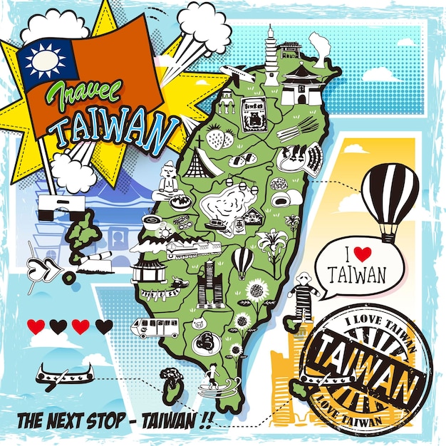 Vibrant and Whimsical Map of Taiwan: A Playful Exploration | Jiffy Designs