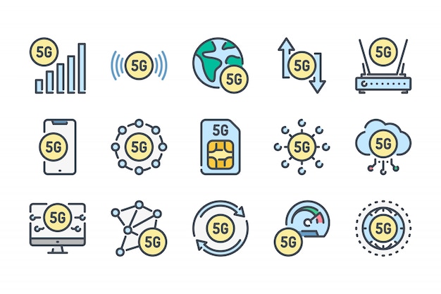Vibrant 5G Network Icons: Connectivity, Technology, and Innovation ...