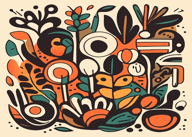 Vibrant Abstract Botanical Motifs in Earthy Tones | Jiffy Designs