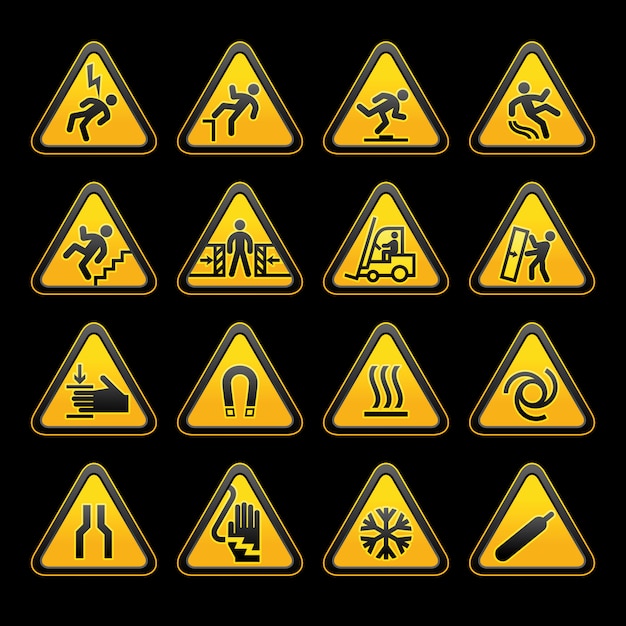 Striking Yellow Caution Symbols on Black Background | Jiffy Designs