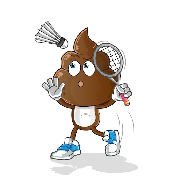 Playful Poop Mascot Holding Badminton Racket and Shuttlecock | Jiffy ...