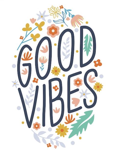 Vibrant Floral Arrangement with Uplifting 'Good Vibes' Text | Jiffy Designs