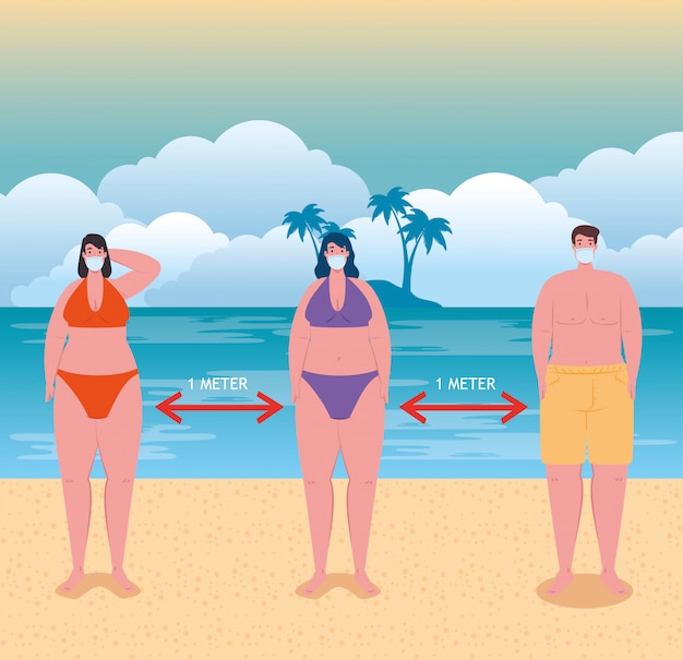Diverse Beach Goers Enjoy the Sunny Shoreline | Jiffy Designs