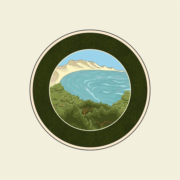 Serene Coastal Landscape Framed in a Circular Design | Jiffy Designs