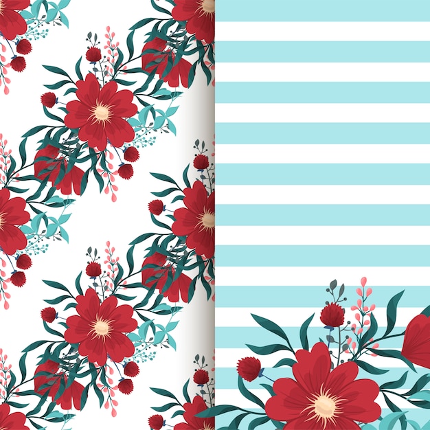 Vibrant Floral Pattern with Striking Red Blooms | Jiffy Designs