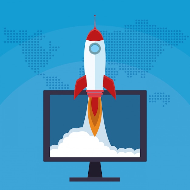 Rocket Launch on Computer Screen Illustration | Jiffy Designs