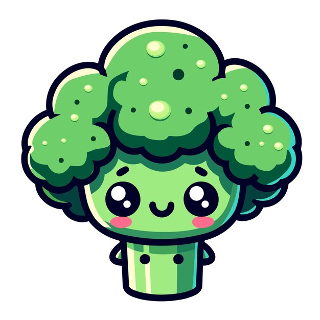 Whimsical Kawaii Broccoli Creature with Adorable Expression | Jiffy Designs
