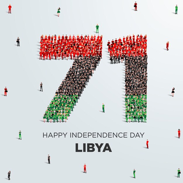 Vibrant Celebration of Libya's Independence: A Crowd Mosaic | Jiffy Designs