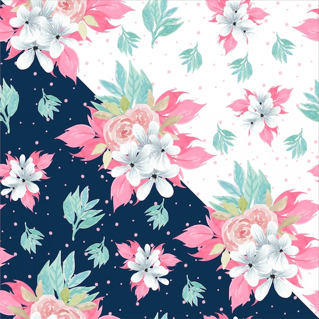 Vibrant Floral Pattern with Navy and Pink Blooms | Jiffy Designs