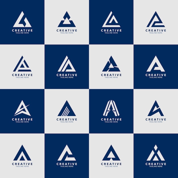 Geometric Mountain Logos in Navy and White Mosaic | Jiffy Designs