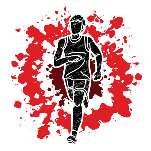 Marathon Runner A Man Running Action Jogging Sport Graphic Vector ...