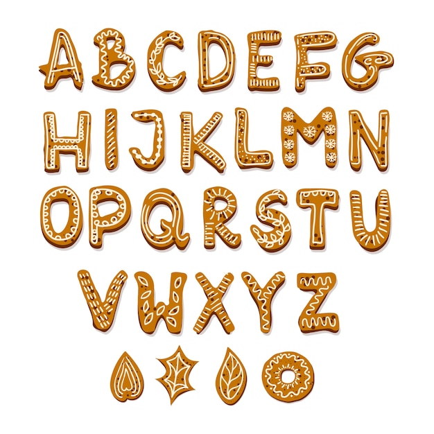 Delightful Gingerbread Alphabet and Decorative Elements | Jiffy Designs