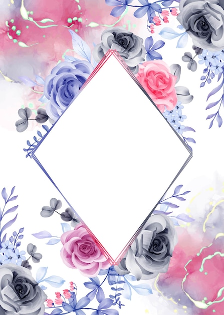 Watercolor Floral Frame with Roses and Leaves | Jiffy Designs