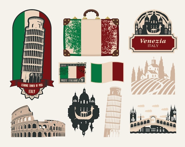 Iconic Landmarks and Symbols of Enchanting Italy Captured in Vintage ...