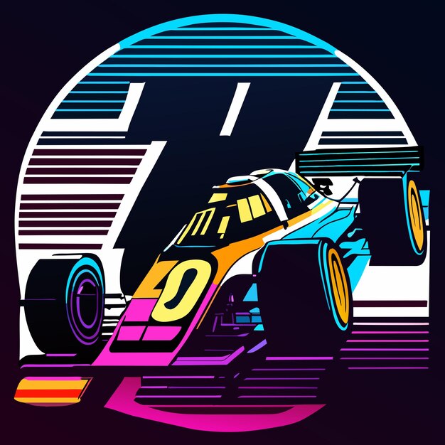 Retro Futuristic Racing Car Illustration | Jiffy Designs