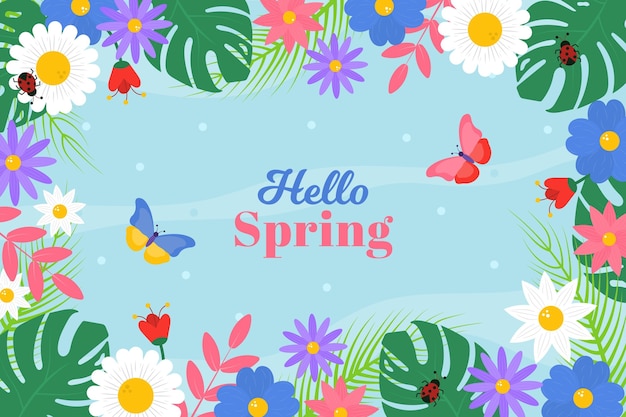 Vibrant Spring Floral Frame with Butterflies and Greeting | Jiffy Designs