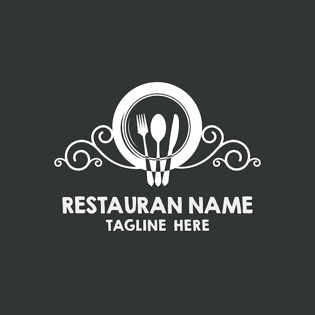 Elegant Dining Establishment with Ornate Cutlery Emblem | Jiffy Designs
