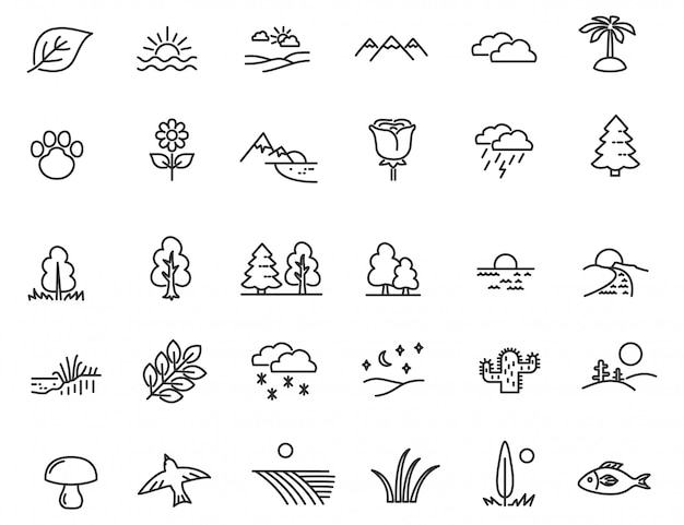Diverse Nature-Inspired Vector Icon Collection for Versatile Design ...