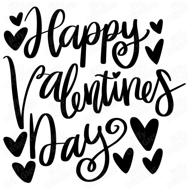 'Happy Valentine's Day' Elegant Script with Playful Hearts | Jiffy Designs