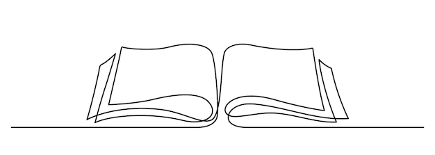 Open book continuous line drawing illustration | Jiffy Designs