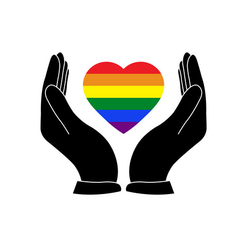 Hand Hold Gay Lgbt Heart Rainbow Pride Icon. Lgbt Care Sign Logo ...