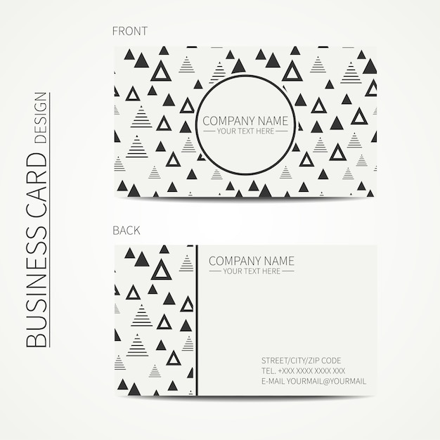 Minimalist Triangular Pattern Business Card Design with Company Details ...