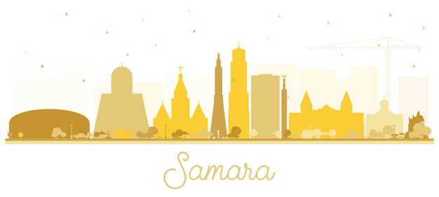 Iconic Silhouette of Samara's Skyline in Golden Hues | Jiffy Designs