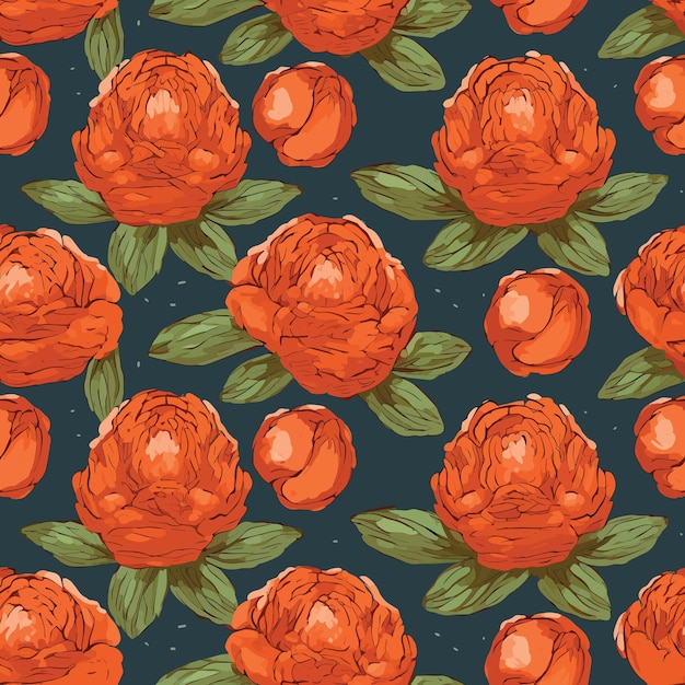 Vibrant Floral Pattern of Lush Orange Peonies | Jiffy Designs