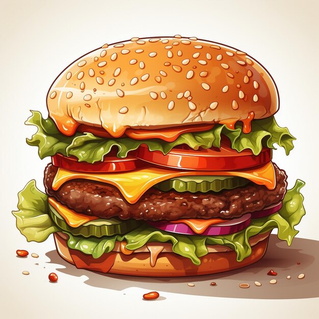 Delectable Cheeseburger Delight with Vibrant Toppings | Jiffy Designs