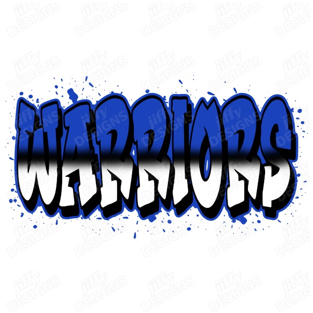 'Warriors' Bold Graffiti-Style Text with Dynamic Blue Splatter Effect ...
