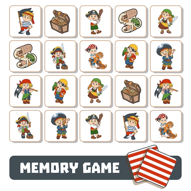Diverse Cartoon Pirate Characters Memory Game Collection | Jiffy Designs