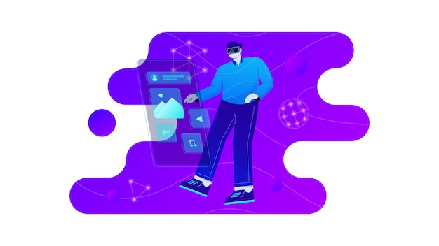 Futuristic Man Interacting with Holographic Interface | Jiffy Designs