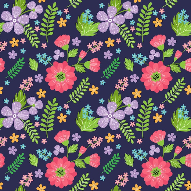 Vibrant Floral Pattern with Lush Foliage and Blooms | Jiffy Designs