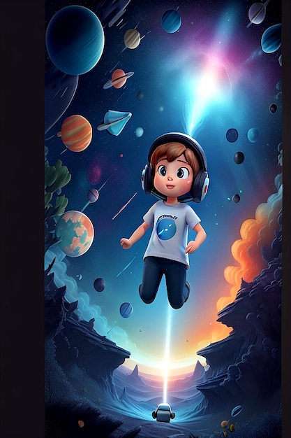 A Young Adventurer Exploring the Wonders of the Cosmos | Jiffy Designs