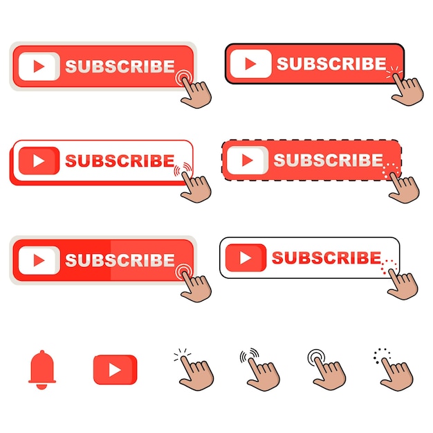 Vibrant Red YouTube Subscribe Buttons with Pointing Hands | Jiffy Designs
