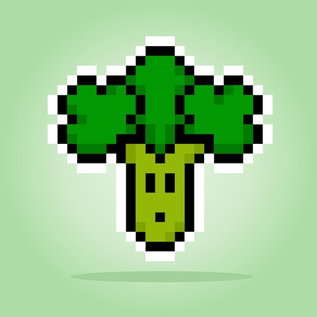 Vibrant Pixel Art Broccoli on Green Background | Jiffy Designs