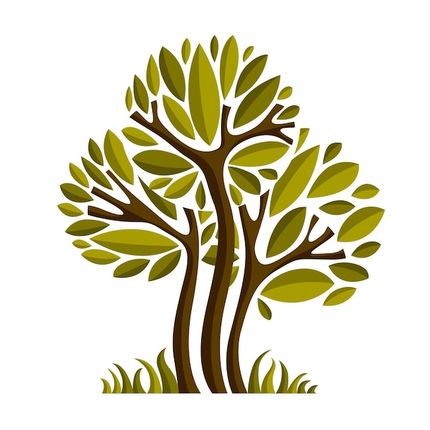 Stylized Green Tree with Lush Foliage Illustration | Jiffy Designs