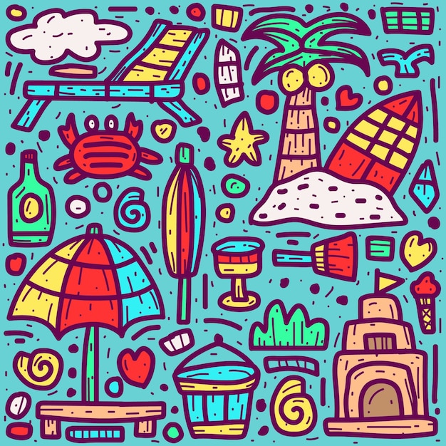 Vibrant Collection of Whimsical Illustrated Elements for Creative ...
