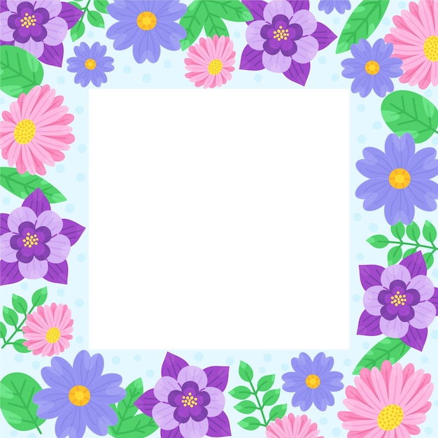 Vibrant Floral Frame with Pink and Purple Blooms | Jiffy Designs